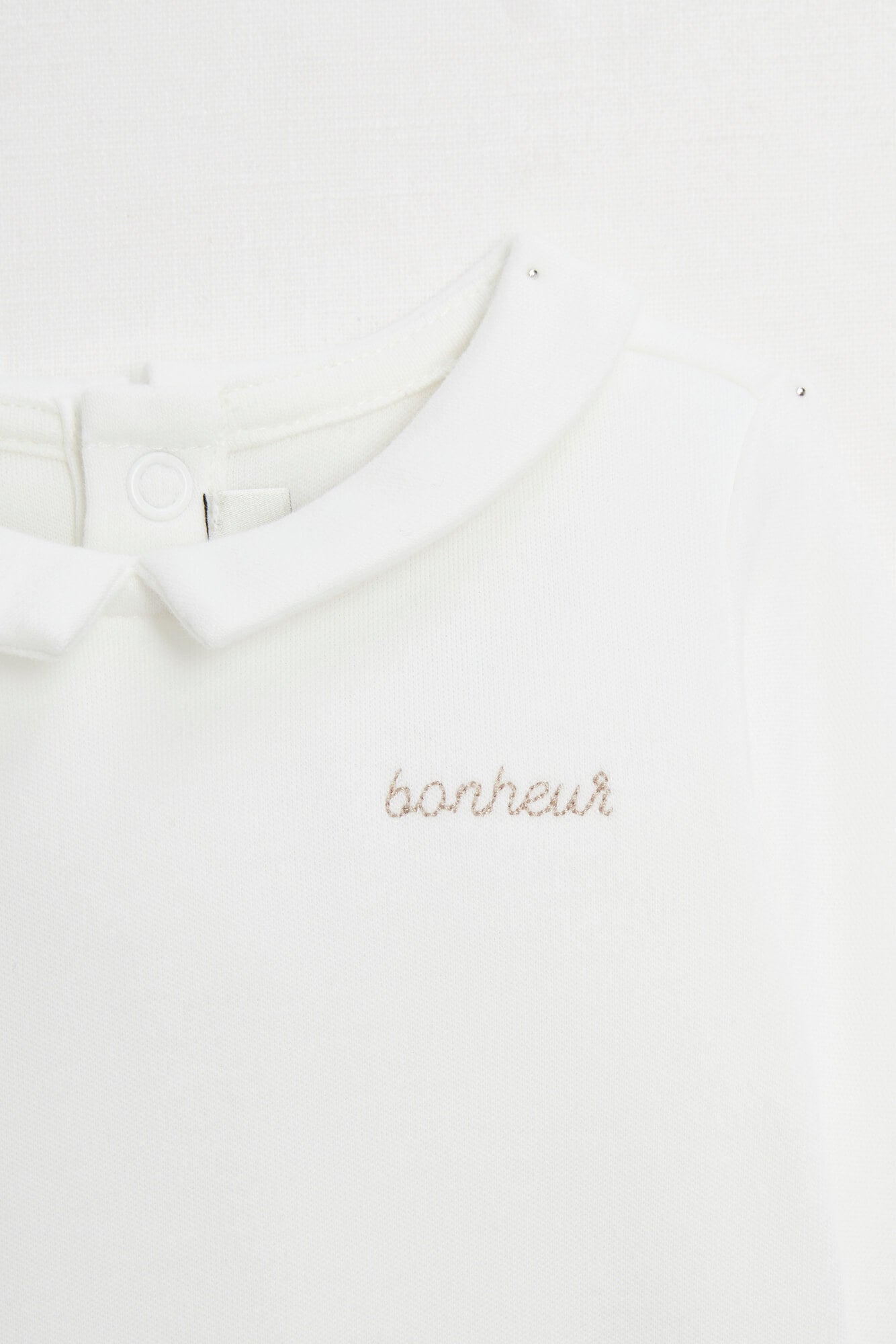 בגד גוף צווארון עם רקמת "Bonheur"