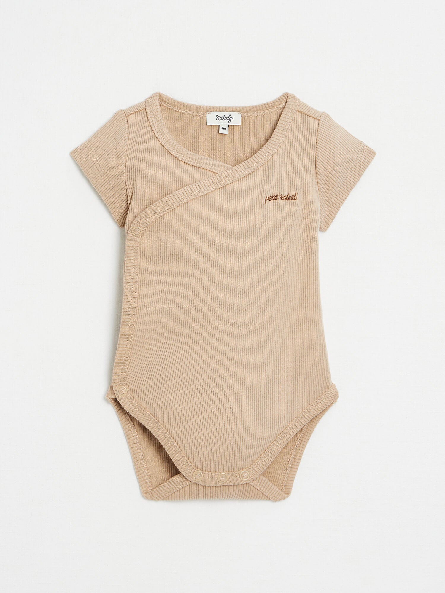 בגד גוף מעטפת צבע קרמל עם רקמת "Petit soleil"