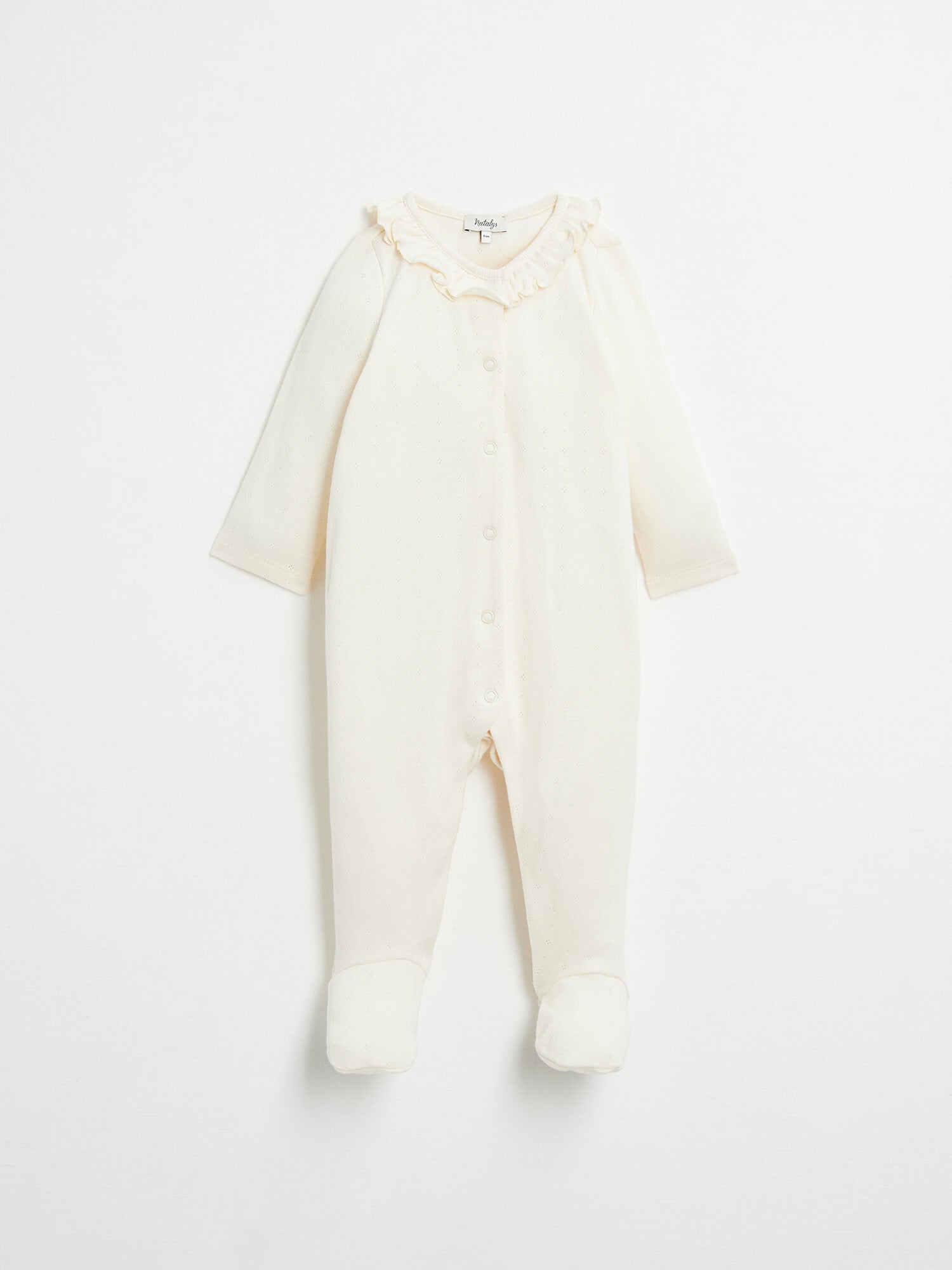 אוברול רגליות ארוך עם מלמלה בגוון קרם-לבן