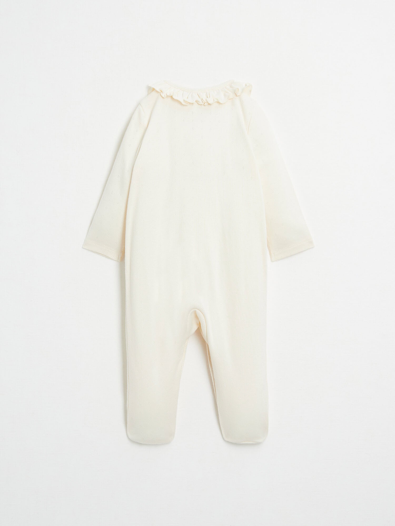 אוברול רגליות ארוך עם מלמלה בגוון קרם-לבן