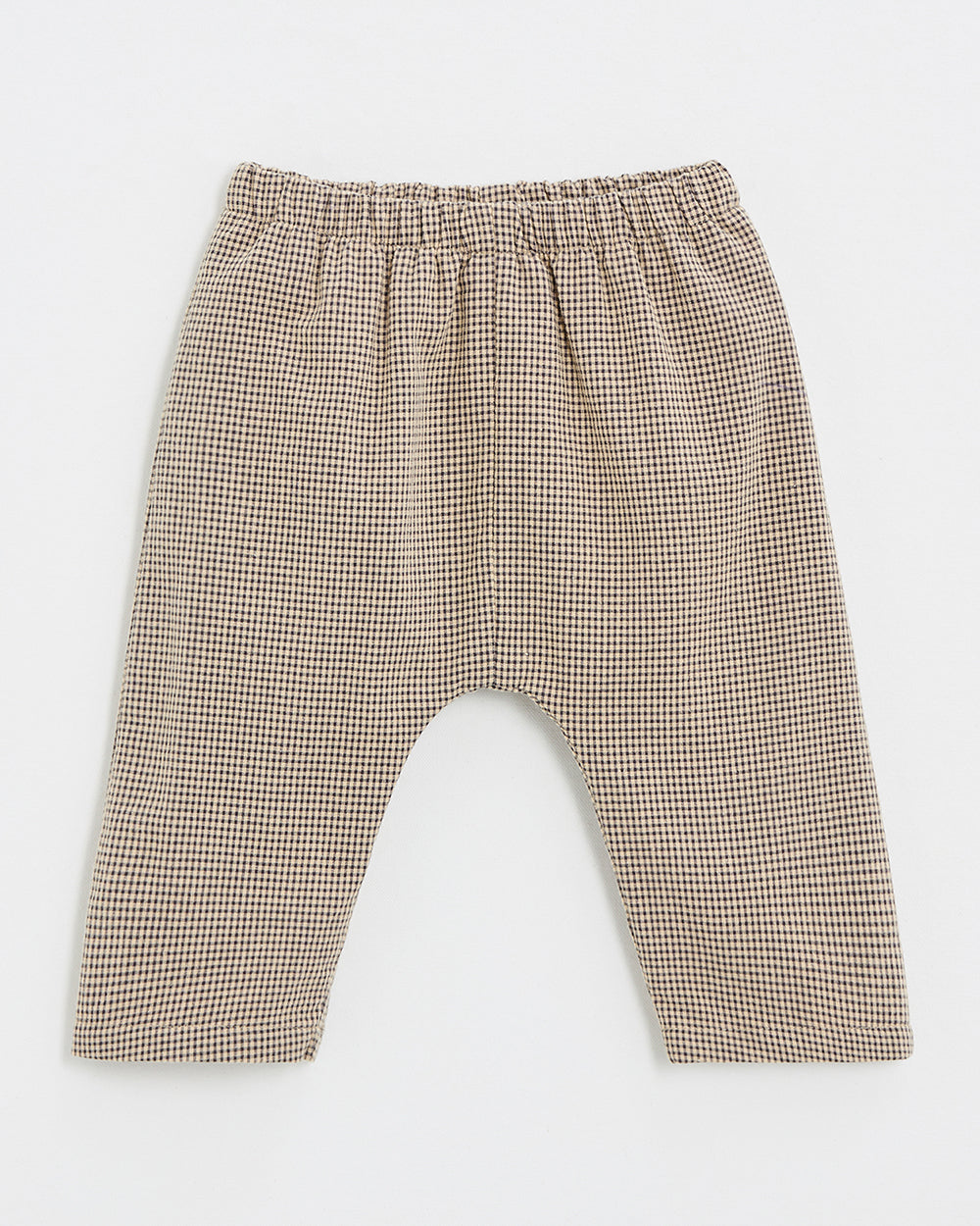 מכנסי משבצות בגוון בז' ואפור פחם